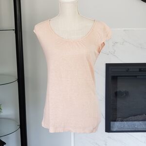 Ann Taylor Loft 100% Linen T Shirt Short Sleeve Scoop Neck Womens Size Small